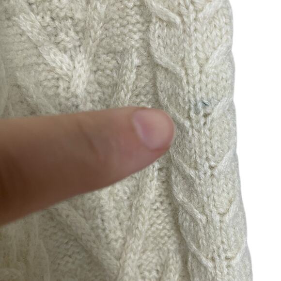 Schott Bros. Hand Crafted Wool Blend Cable Knit Sweater Fisherman Cream Mens XL - Picture 6 of 8